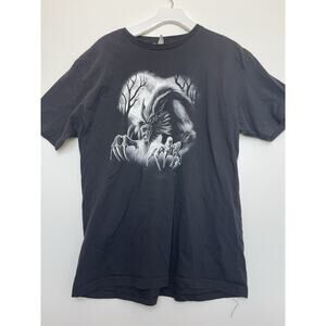 NLA Men's Werewolf Graphic T-Shirt Size XL Black Cotton Hallowed